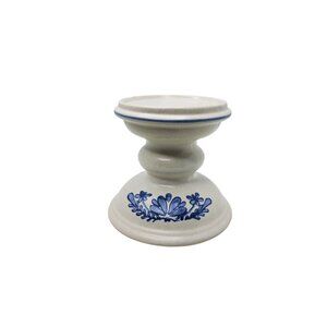 Vintage Platzgraff Yorktowne Stoneware Candle Holder With Blue Floral Design